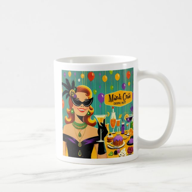 Caneca De Café Retro 50s Mardi Gras Martini Cocktail Party (Direita)