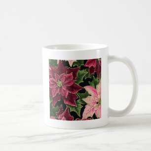 Caneca De Café Retro 50s Poinsettia Burgundy Rosa