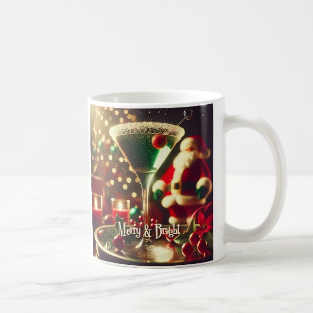 Caneca De Café Retro 50s Santa Christmas Green Martini (Direita)