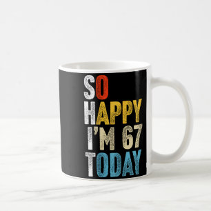 Caneca De Café Retrô 67 Anos de Idade Tão Feliz Sou 67 Piada Engr