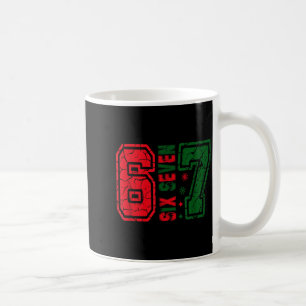 Caneca De Café Retro 67 Divertido Seis Sete Meme 6 7 Número Natal