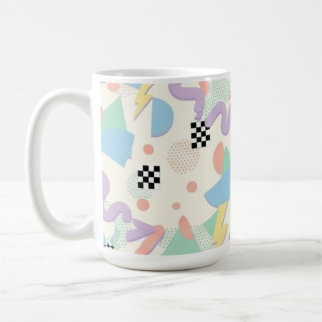 Caneca De Café Retro 90s Memphis Aesthetic Pattern Latte Mug (Esquerda)