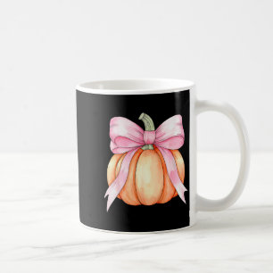 Caneca De Café Retro Abóbora Coquette Laço Rosa Halloween Outono