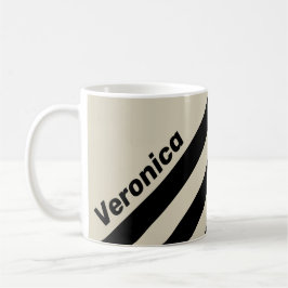 Caneca De Café Retro Alabaster Three Stripes with Name