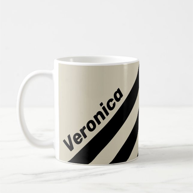Caneca De Café Retro Alabaster Three Stripes with Name (Esquerda)