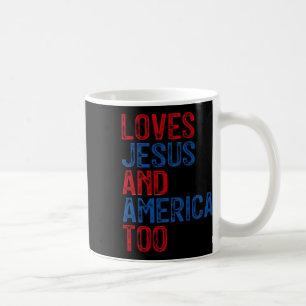 Caneca De Café Retro ama Jesus e América a Deus, cristão 4t