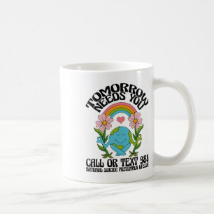 Caneca De Café Retro Amanhã Precisa De 988 Para A Prevenção Do Su