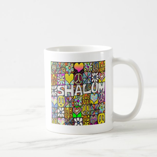 Caneca De Café Retro anos 60 Psicodélico Shalom AMOR (Direita)