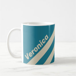 Caneca De Café Retro Aquamarine Three Stripes with Name
