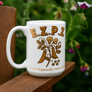 Caneca De Café Retro Art Nouveau Pea Plant E.Z.P.Z (Easy Peasy)