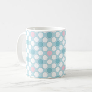 Caneca De Café Retro azul-rosa branco do Bolinhas
