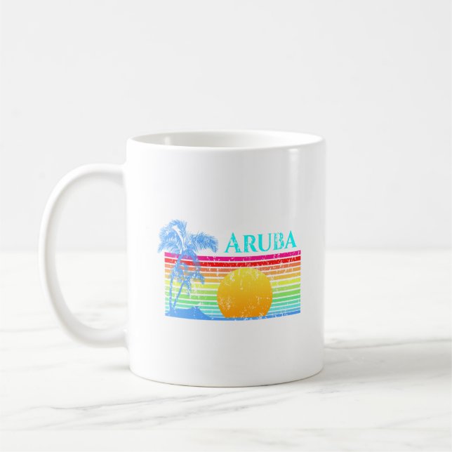 Caneca De Café Retro Beach Aruba Sunset (Esquerda)