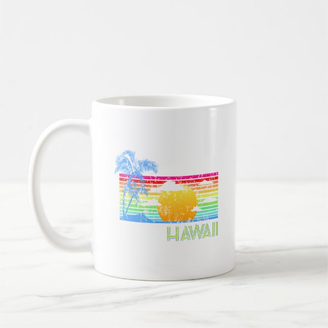 Caneca De Café Retro Beach Hawaii Sunset (Esquerda)