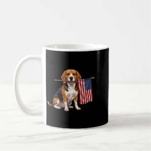Caneca De Café Retro Beagle Bandeira Americana Patriótica Cachorr