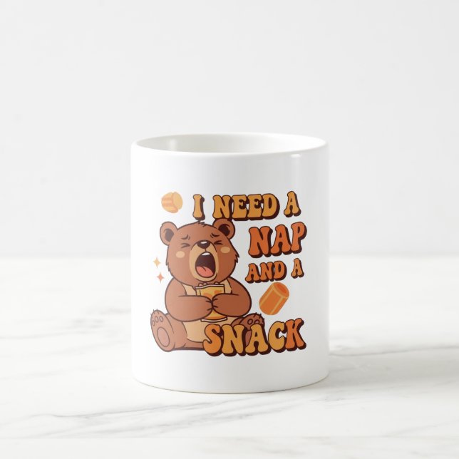 Caneca De Café Retro Bear Snack First White Mug (Centro)