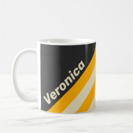 Caneca De Café Retro Black Sun Stripes with Name