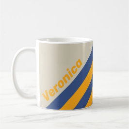 Caneca De Café Retro Blue Crush Sunset Stripes with Name