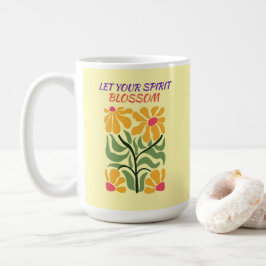 Caneca De Café Retro Boho Blooming Flowers Inspiration Quote