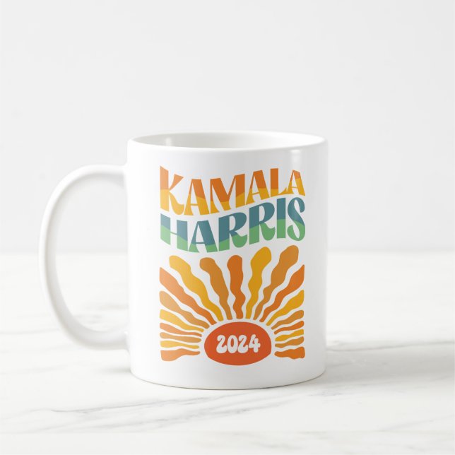 Caneca De Café Retro Boho Kamala Harris 2024 (Esquerda)