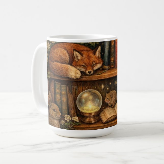 Caneca De Café Retro book lover woodland animals (Frente Esquerda)