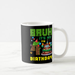 Caneca De Café Retro Bruh É Meu 4º Aniversário Bolo Pixel Gamer 4