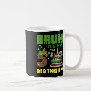 Caneca De Café Retro Bruh É Meu 5º Aniversário Bolo Pixel Gamer 5