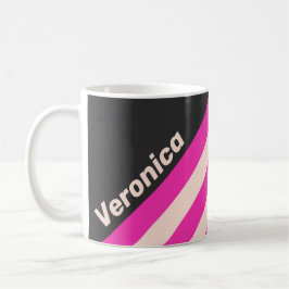 Caneca De Café Retro Bubblegum Stripes with Name