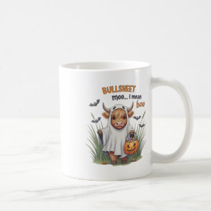 Caneca De Café Retro Bullsheet Vaca do Halloween Fantasma Moo I Q