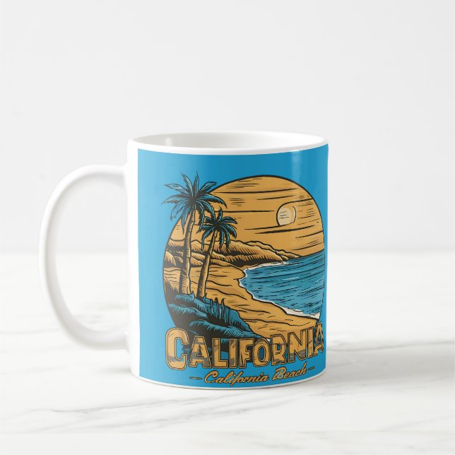 Caneca De Café Retro California Sunset Beach Scene (Esquerda)