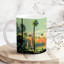 Caneca De Café Retro Camping Woods Pôr do sol