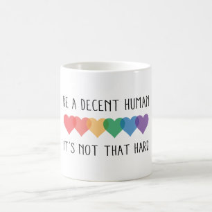 Caneca De Café Retro Cardíaco LGBT Ser Um Humano Decente Não É Qu