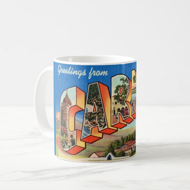 Caneca De Café Retro Carmel California Greeting Mug (Frente Esquerda)