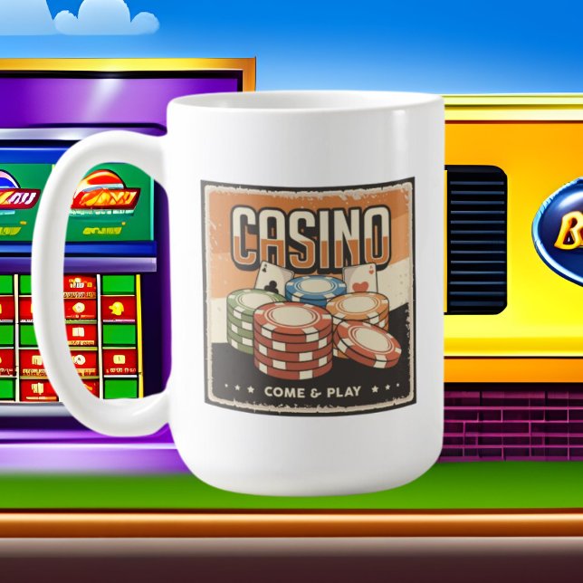Caneca De Café retro Casino jogando amantes do café Mug (Criador carregado)