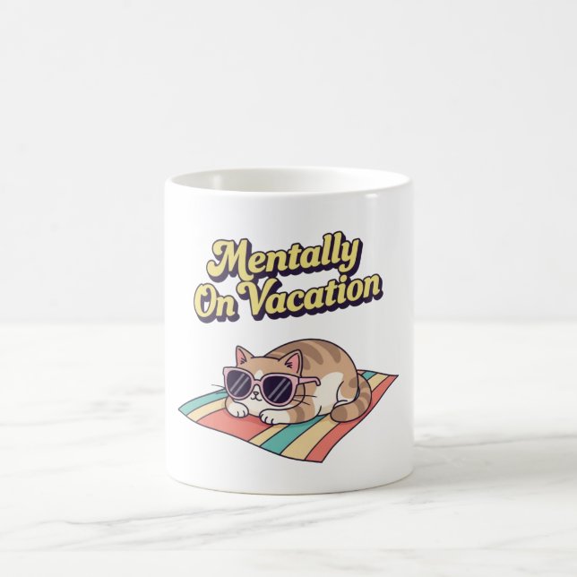 Caneca De Café Retro Cat Mentally Checked Out White Mug (Centro)