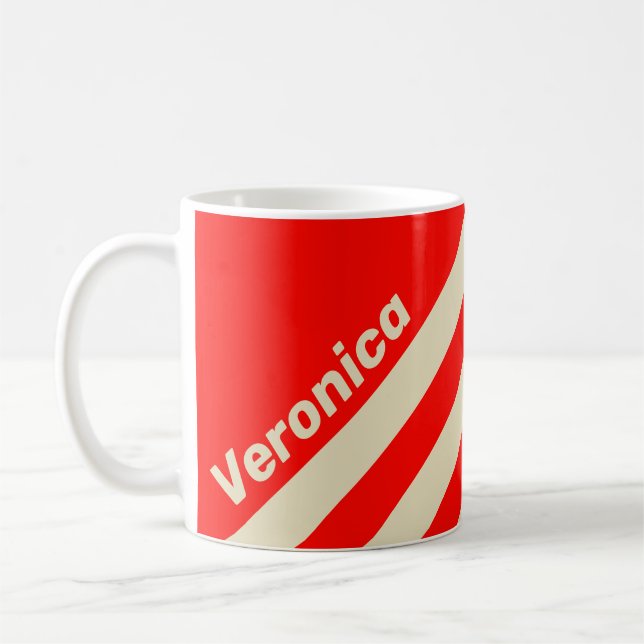 Caneca De Café Retro Cereja Três Listras com Nome (Esquerda)