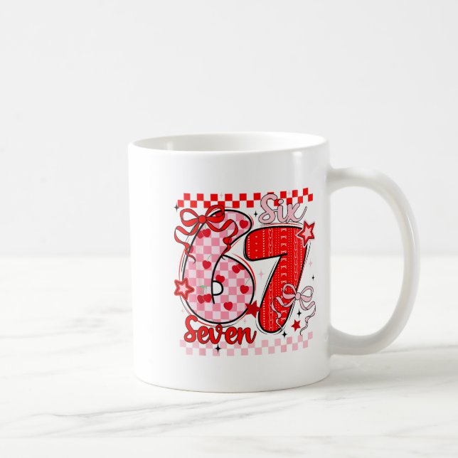 Caneca De Café Retro Checkered Valentine Six Seven Meme 67 Viral  (Direita)