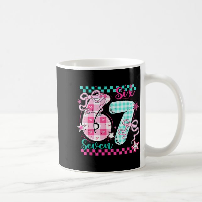 Caneca De Café Retro Checkered Valentine Six Seven Meme 67 Viral  (Direita)