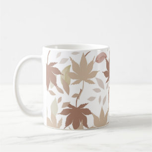 Caneca De Café Retro Chic Marrom Bege Folhas de Bordo Cozy Outono