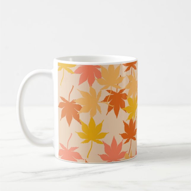 Caneca De Café Retro Chic Terracotta Laranja Mapeamentos Folha de (Esquerda)