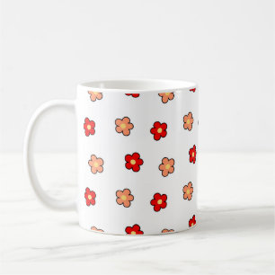 Caneca De Café Retro Chic Vermelho Rosa Floral Caprichoso Y2K