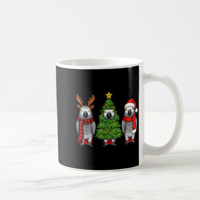 Caneca De Café Retro Christmas African G Parrot Bird Santa Reinde (Direita)