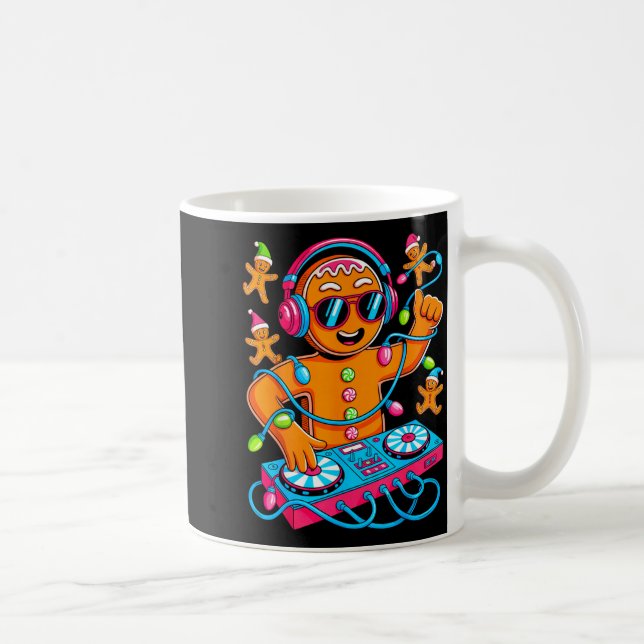 Caneca De Café Retro Christmas House Music Gingerbread Dj Techno  (Direita)