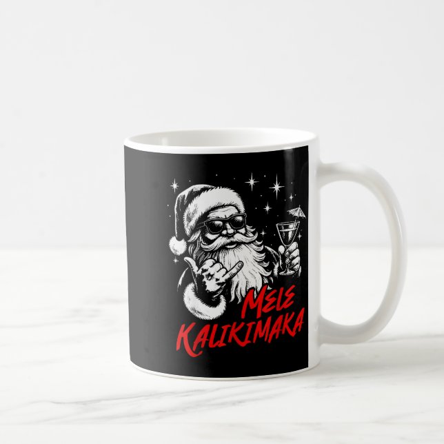 Caneca De Café Retro Christmas Mele Kalikimaka Santa Shaka Hawaii (Direita)
