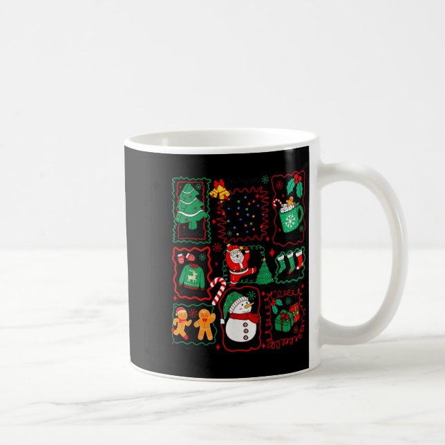 Caneca De Café Retro Christmas Santa Claus Cocoa Xmas Tree Snowma (Direita)