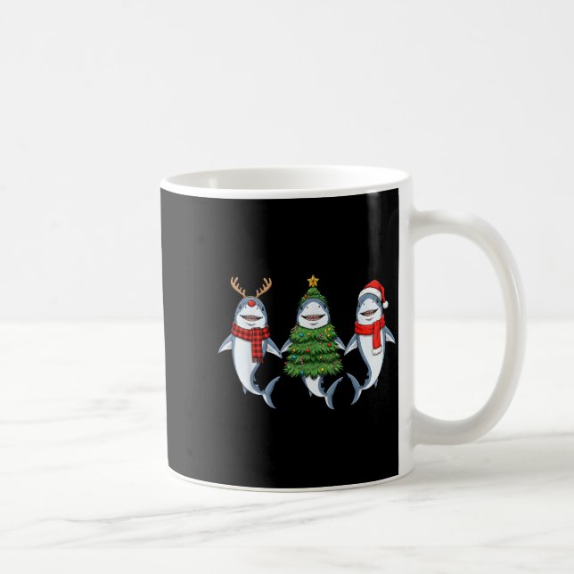 Caneca De Café Retro Christmas Shark Santa Reindeer  (Direita)