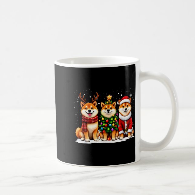 Caneca De Café Retro Christmas Shiba Inu Santa Reindeer Dog Lover (Direita)