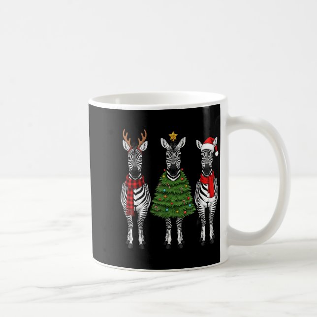 Caneca De Café Retro Christmas Zebra Santa Reindeer Safari Animal (Direita)