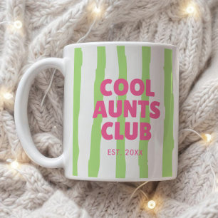 Caneca De Café Retro "Clube das Tias Legais" Listrado Data de Est