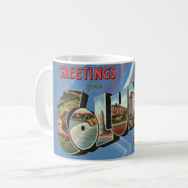 Caneca De Café Retro Columbus Ohio Saudação Mug (Frente Esquerda)