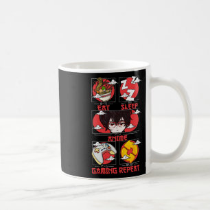 Caneca De Café Retro Comer Dormir Anime Jogos Repetir Kawaii Anim